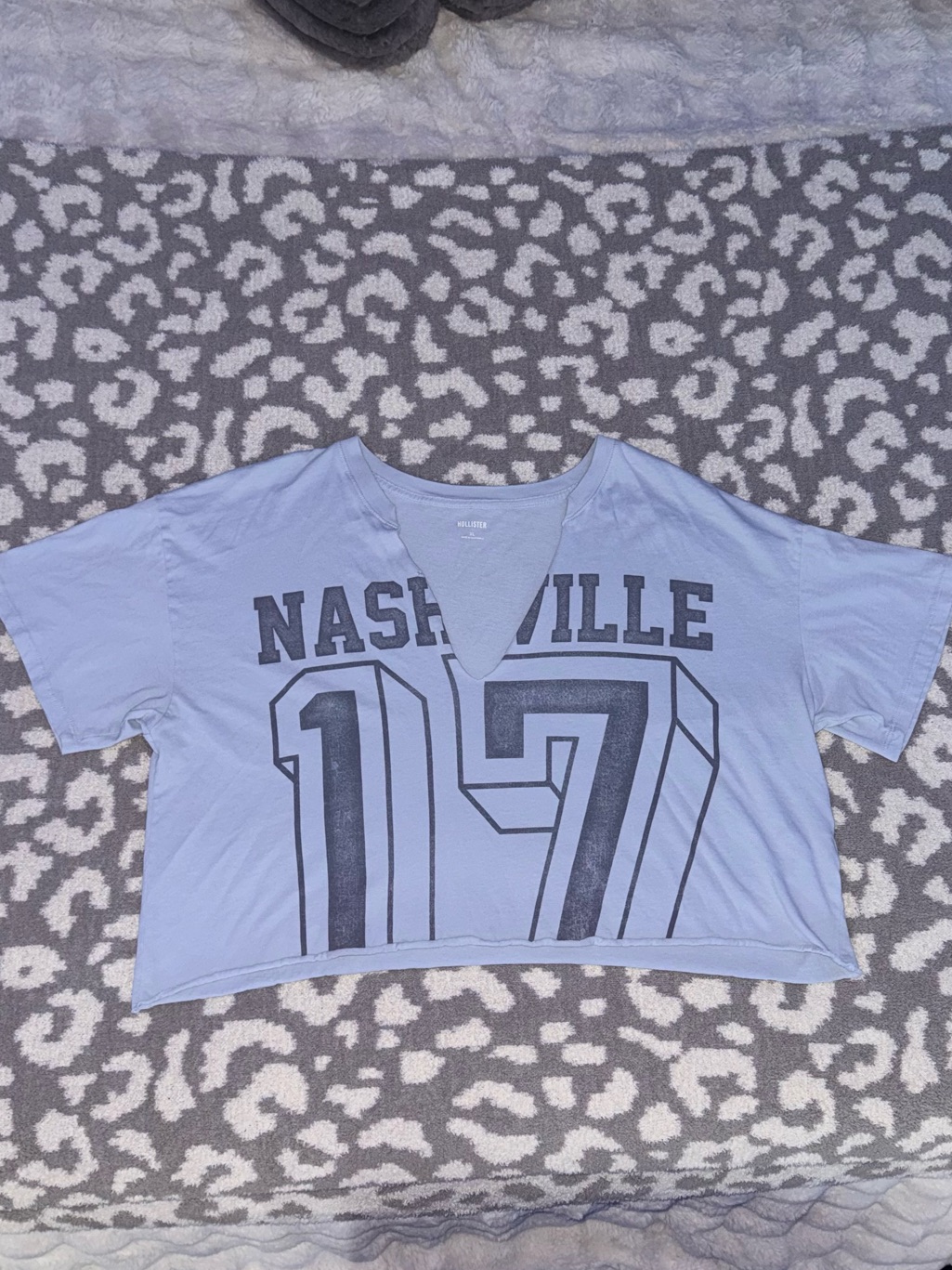 Hollister Light Blue Nashville '17 Cropped Tee Xl